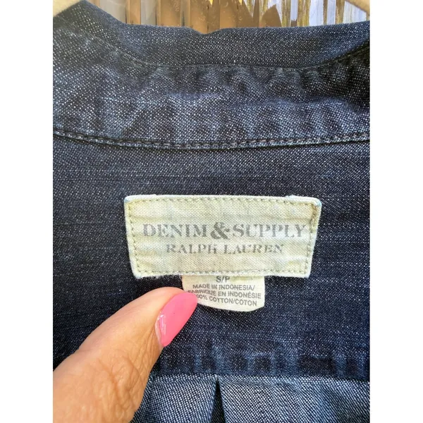 Denim & Supply Ralph Lauren‎ Lace Up Denim Mini Dress Dark Wash Blue Size Small - Image 3