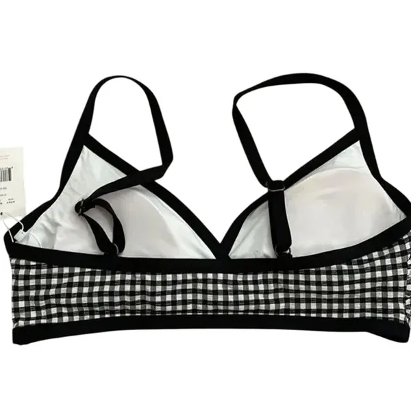 NWT Andie Swim The Cove Bikini Top Checkered Print Removable Cups L Black White - Image 10