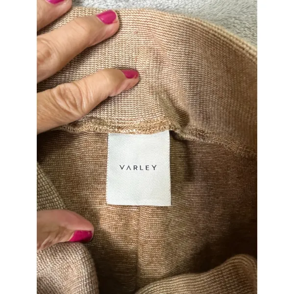 Varley Amberley Pant Pleated Sweatpants Women's Tan Heather Knit Joggers Small - Image 5