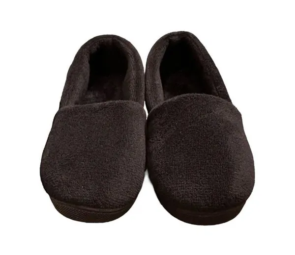 Isotoner Indoor/Outdoor Black Microterry Satin Trimmed Slippers Size 6.5-7 - Image 5