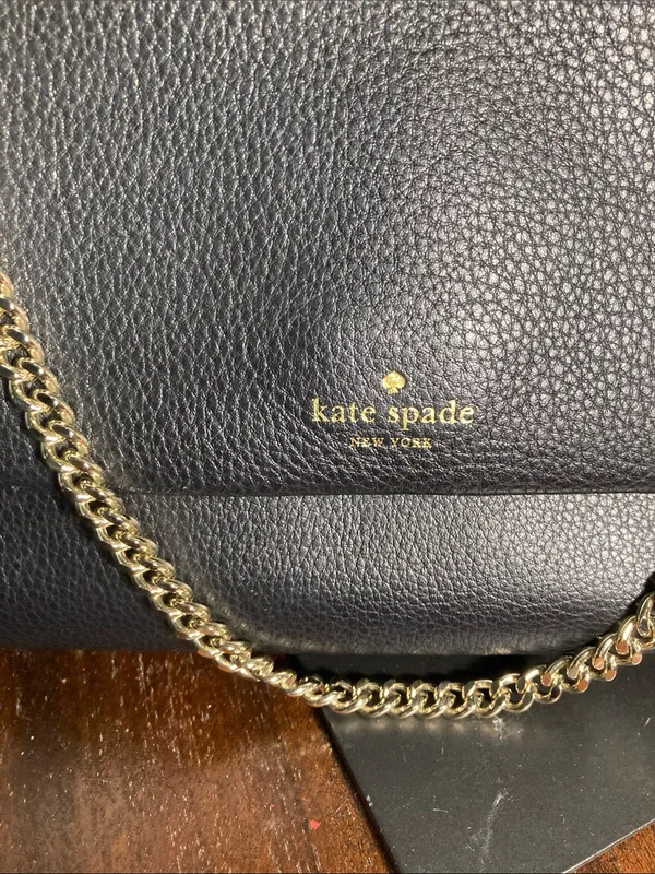 kate spade Black Pebbled Leather Crossbody with Gold Chain Leila SHOULDERBAG - Image 3