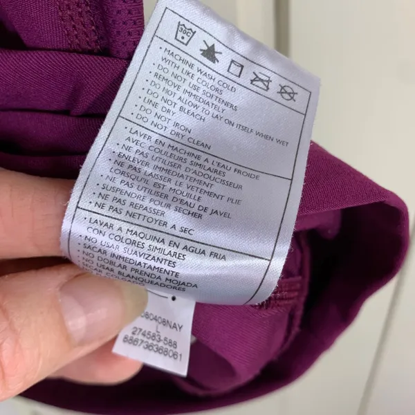 Nike Fit Dry Womens Large Purple Red Mesh Trim Athletic Training T-Shirt Gym Run - Image 4