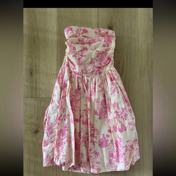 Olivaceous Pink Floral Strapless Sundress - Image 2