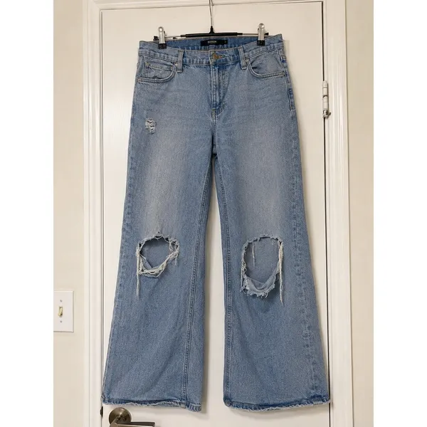 Hudson Rosie Jeans Size 27 Light Wash Distressed Wide Leg High Rise Denim - Image 2