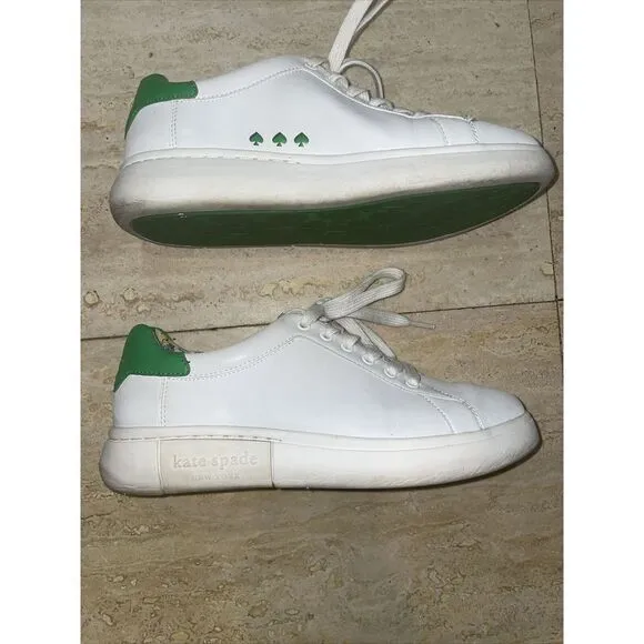 Kate Spade Women's Lift‎ White/green Leather Casual Sneakers Shoes Size 8.5 B - Image 6