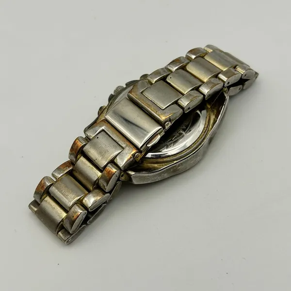 Women's Two Tone Gold Silver Crystal Bezel Chronograph Dial Watch Working - Image 5
