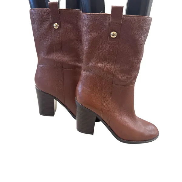Nine West Womens Brown Leather retro Y2K Mid Calf Boots Size 10M SKU 7171 - Image 3