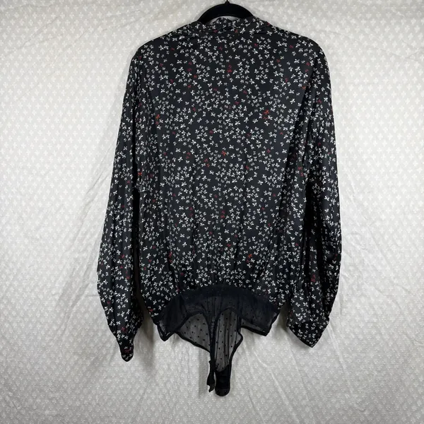Free People Intimately Black White‎ Butterfly Print Ladylike Bodysuit - Image 5