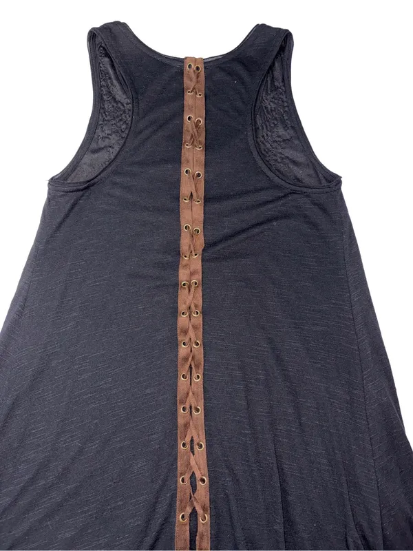 Miss Me Black Embellished Lace Up Back Handkerchief Mini Dress - Image 8
