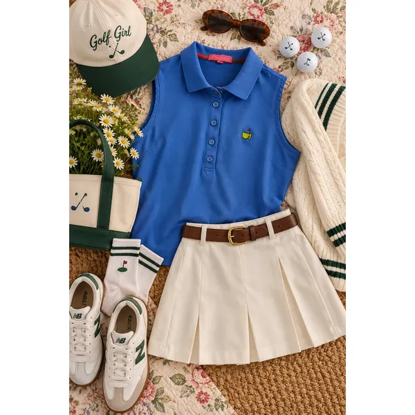 Masters Magnolia Lane Collection Women's Sleeveless Golf Polo Blue Large Vintage - Image 9