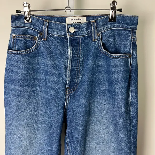 Reformation Hanna Mid Rise Jeans Blue Relaxed Straight 90s Vintage Fit Denim 26 - Image 5