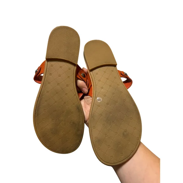 Antonio Melani Lennore Rust Red Size 6 leather flat thong sandals faux snake - Image 3