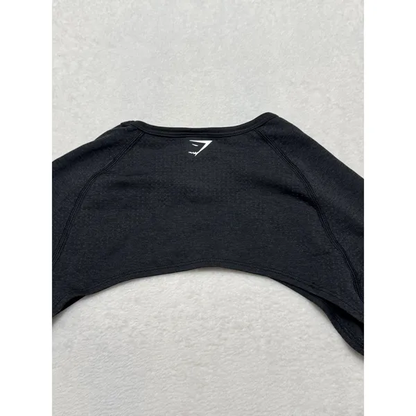 Gymshark Women's Black Marl Vital Shrug Thumb Holes Size Medium - Image 2