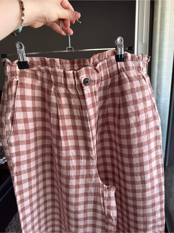Lou & Grey Tan and Cream Gingham wide Leg Pants - Image 2
