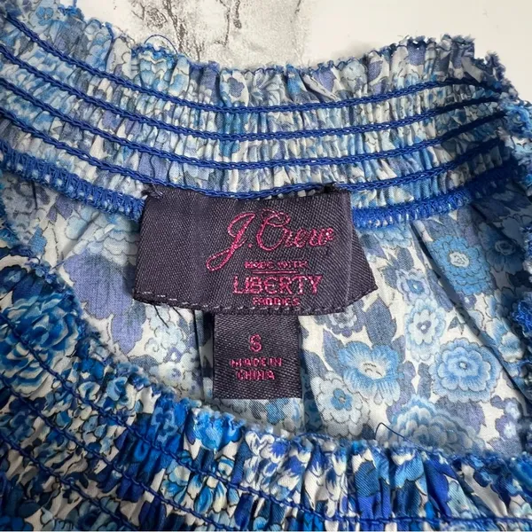 J. Crew Smocked Popover Top in Liberty Elysian Day Floral‎ Sz S - Image 7