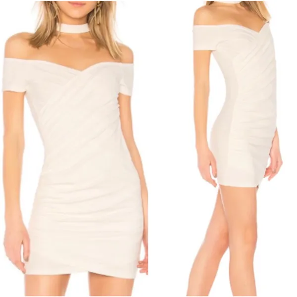 By The Way x Revolve Dress Cordelia Choker Ruched Mini Bodycon in White S - Image 3