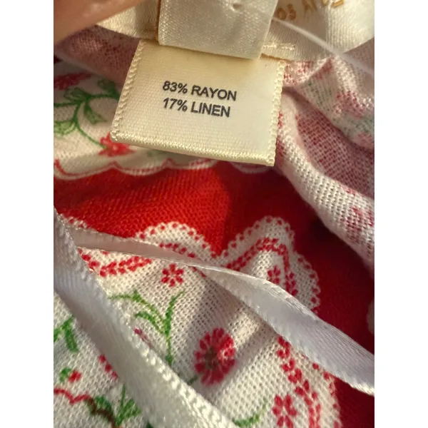 Monteau Red White Lobster Floral Linen Mini Dress Small NWT cottage dainty y2k coquette - Image 6