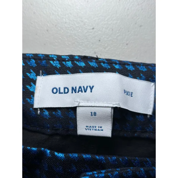 Old Navy NWT Pixie Ankle Pants 18 Cotton Blend Blue‎ Metallic Print Stretch Y2K - Image 5