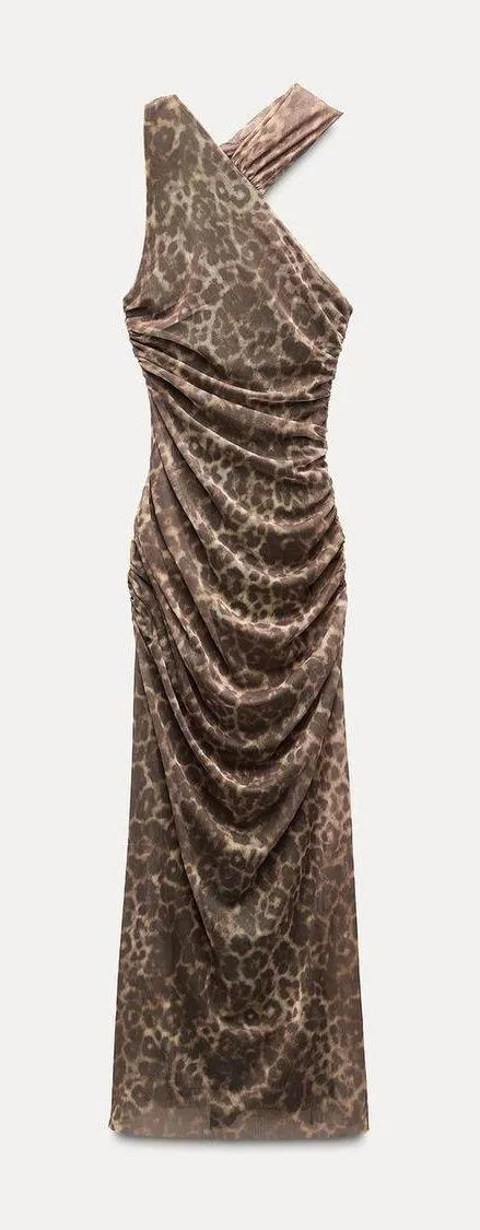 Zara Maxi Dress Mesh Cheetah Animal Print Leopard Bodycon Fitted - Image 22
