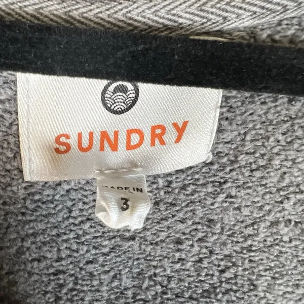 Sundry Crop‎ Three Quarter Zip Up Sweat Shirt Long Sleeve Gray Size 3 Large - Image 5
