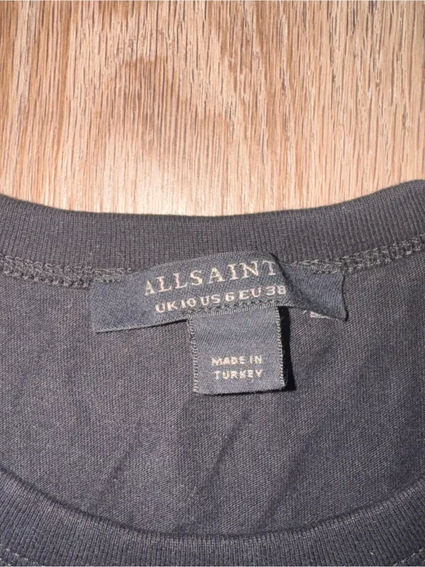 All Saints Black Front Scrunch T-Shirt - Size 6 - Image 3