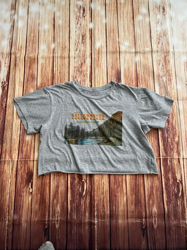 Flow Women’s Short Sleeve Crew Neck Crop Top Gray Size Large - Image 4