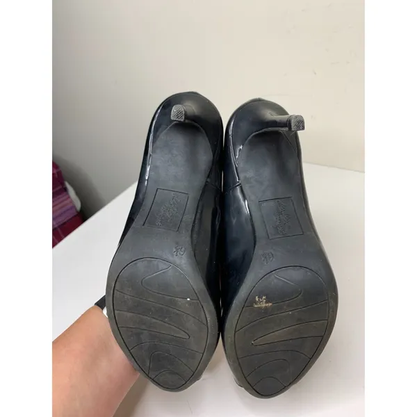 Dexflex Comfort Klue Womens Size 6.5 Open Toe Heel Shoes Black Shiny - Image 8