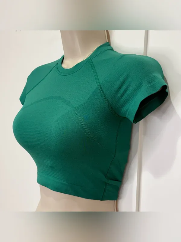 Lululemon Swiftly Tech Cropped Short Sleeve Shirt 2.0 Size 0 Cascadia Green Yoga - Image 5