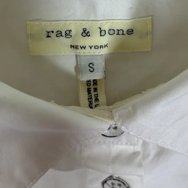 Rag & Bone White Cotton Silk High-Low Button Down Tunic Shirt Small USA - Image 4