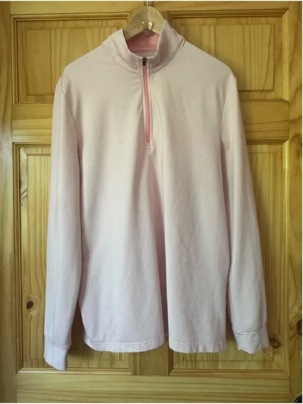 PGA Tour Light Pink striped Quarter-Zip Pullover size medium - Image 3
