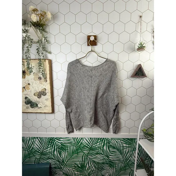 Free People Gray Wool Blend Slouchy Scrunch Sleeve Sweater - Size - Medium - Image 4