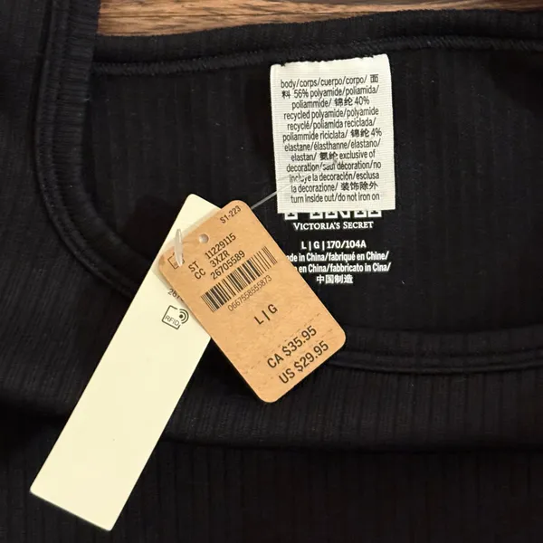 NWT PINK Victoria’s Secret Cropped Ribbed Short Sleeve Shirt Black Size Large - Image 12