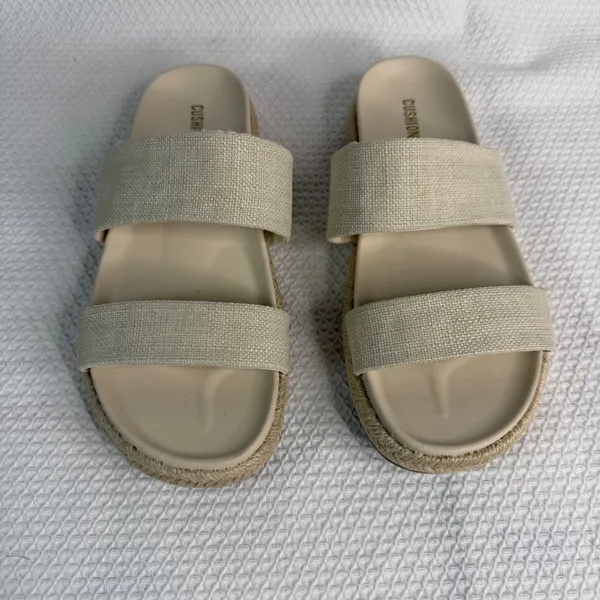Cushionaire Niles Cream Espadrille Platform Slide Sandals Womens 8.5W Beige - Image 2
