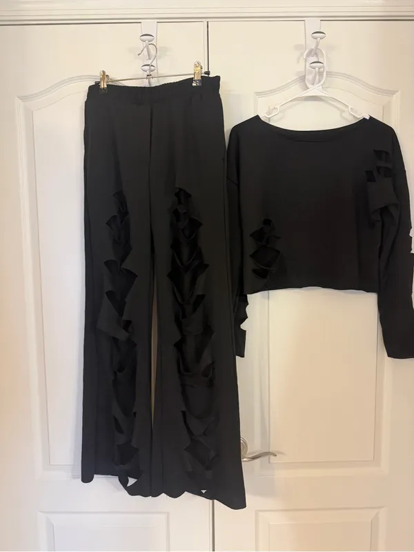 Black Ruffle slits Detail Two - Image 7