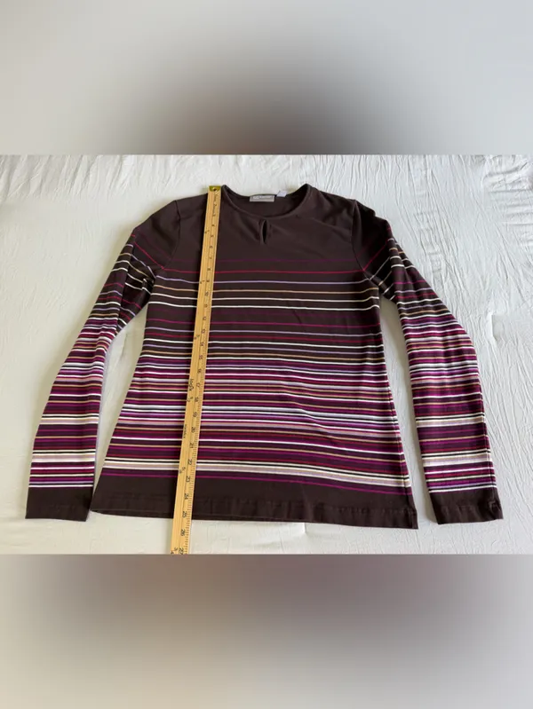 croft & barrow Brown Long-Sleeve Striped Tee with Pink Accents - Image 4