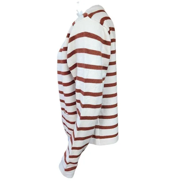 NWT Automet Cream & Rust Orange Striped Cardigan (M) - Image 4