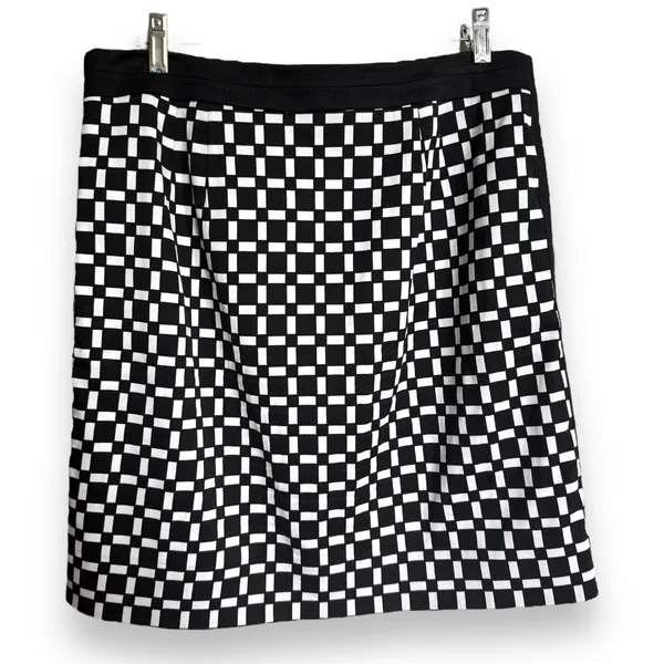White House Black‎ Market Womens Skirt Sz 12 Black White Geometric Pencil Lined - Image 3