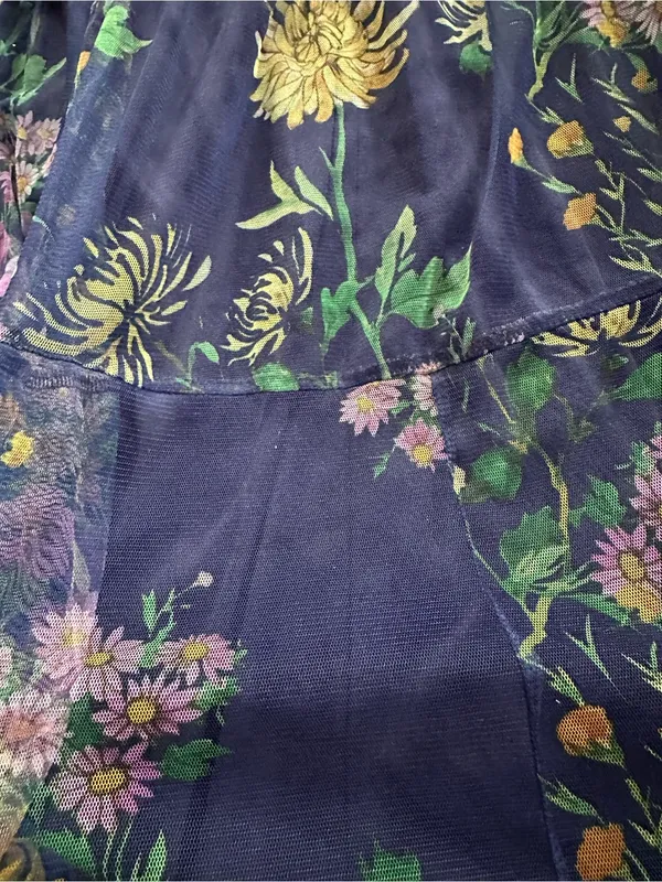 Lovely Grace Floral Tiered Maxi Dress Blue Size 3X Sleeveless Mesh Overlay Boho - Image 13