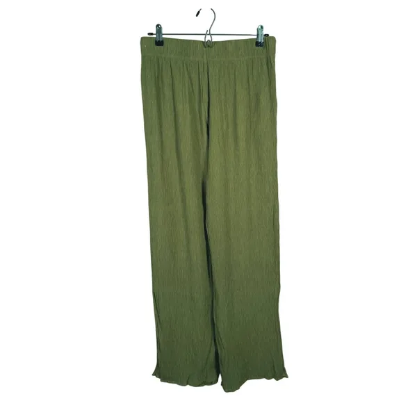 Abercrombie & Fitch Textured Wide Leg Pants Medium Green Fall Quiet Luxury Boho - Image 4