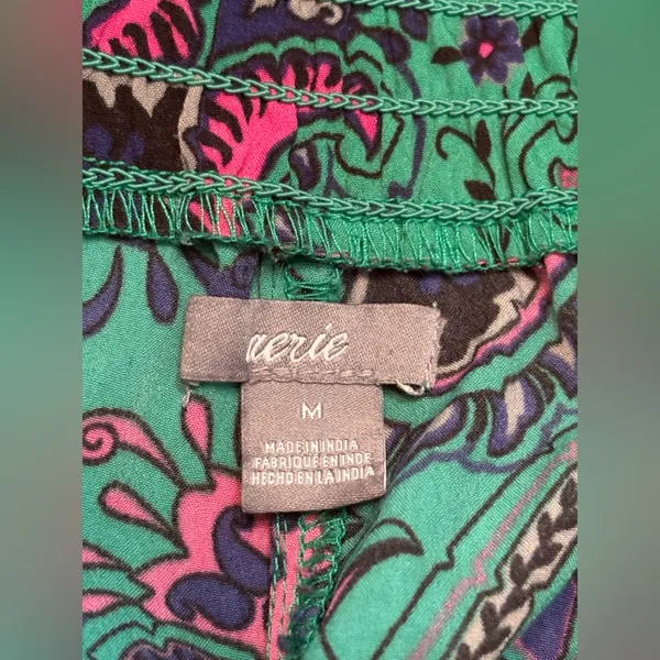 Aerie Paisley Jogger style Pants in Green and Pink size M - Image 4