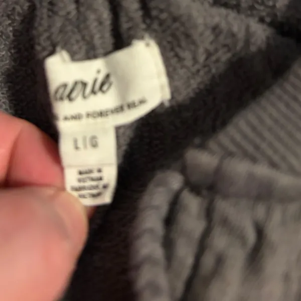 Aerie Gauze Fleece Pullover Boho Gray V-Neck Tassel Tie‎ Large - Image 7