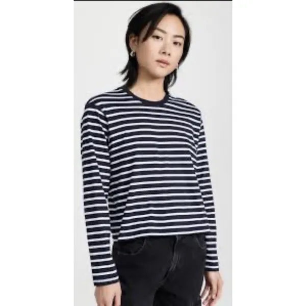 ATM Anthony Thomas Melillo Classic Jersey Long Sleeve Boy Tee Striped Navy White - Image 2