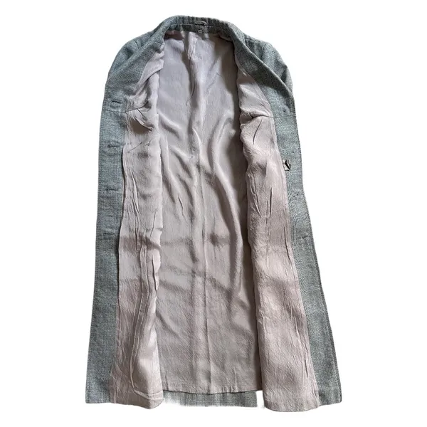 VTG 60s 70s Gray Tweed Long Virgin Wool Blend Trevira Mod Overcoat Germany Sz 42 - Image 7