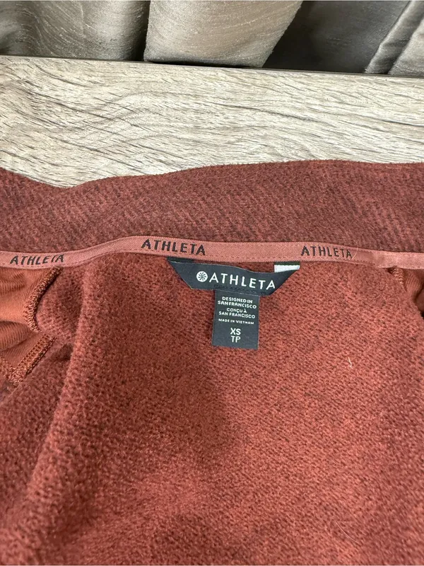 Athleta Stroll Fleece Moto Vest size‎ xs Rust Orange - Image 6