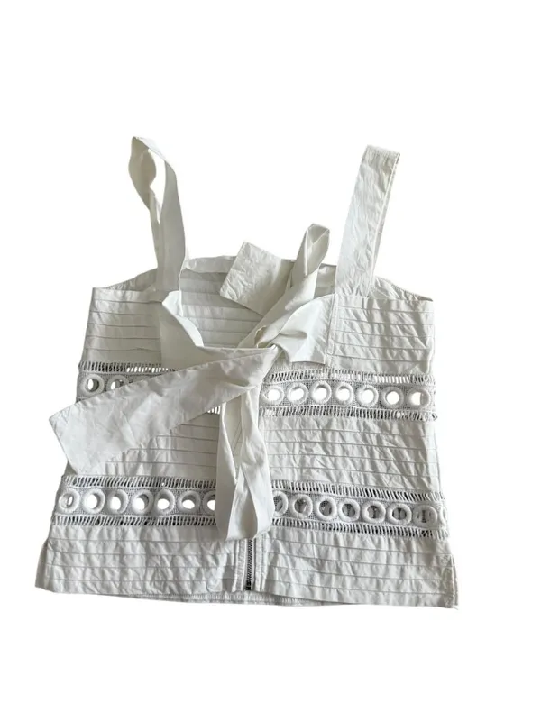 ENGLISH FACTORY White Eyelet Tie Back Tank Top Size XS - Image 2