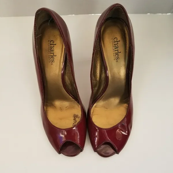 Charles David dark red peep toe heels #1-b - Image 3