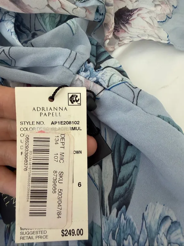 NWT Adrianna Papell Floral Print V-Neck Maxi Dress Size 8 - Image 11