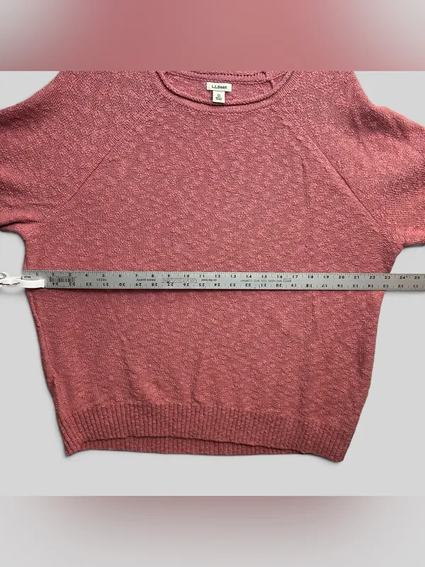 L.L.Bean Women’s XL Pink Cotton Textured Knit Crewneck Sweater Pullover - Image 6