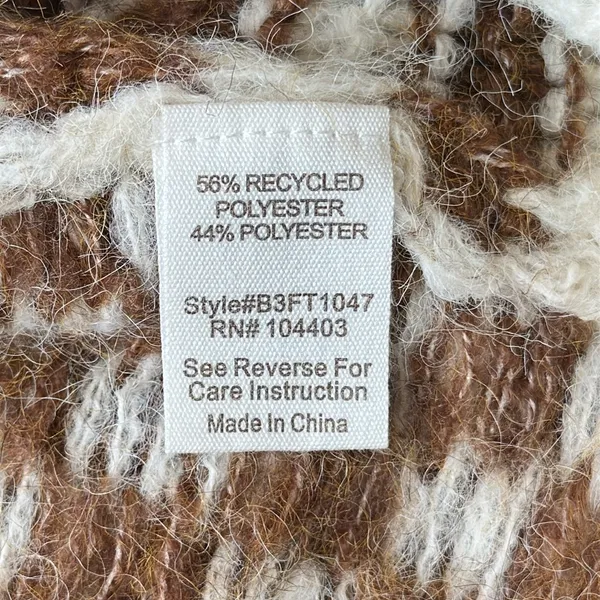 NWOT Blu Pepper Cream & Brown Checkerboard & Striped Sweater Sz S Puffed Sleeve - Image 12