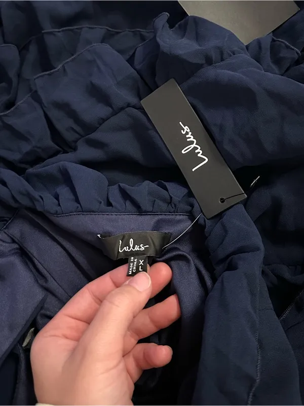 LULU’S Compelling Romantic Dark Blue Ruffled Tiered Maxi Dress - Image 8